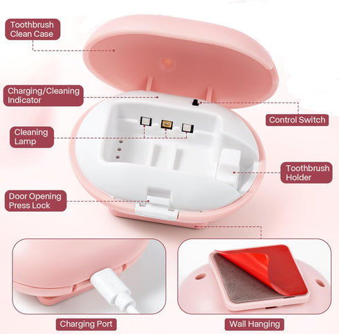 Portable Rechargeable Toothbrush Cleaner Case, Toothbrush Cover Case for Home and Travel Sterilizing Compatible