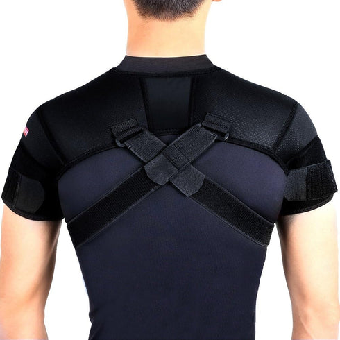 Kuangmi Double Shoulder Support Brace Strap Wrap Neoprene Protector, M