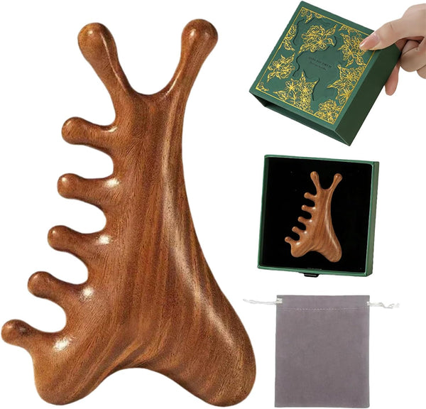 lyvantha 4-in-1 Sandalwood Gua Sha Tool - Valentines Day Gifts for Women, Mom,