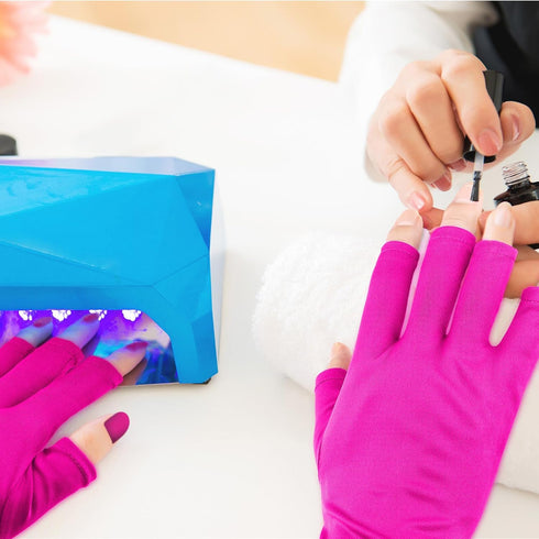 Syhood 3 Pair UV Gloves for Nail Lamp, UV Fingerless Protection Glove for Manicures, Protect Hands from Nail Lamp