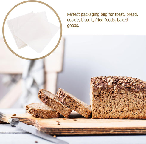 VERDANVERSE 100pcs Packaging Kraft Paper Bread Bags Food Storage Bags Oil-proof Sandwich and Toast Pouches for Homemade