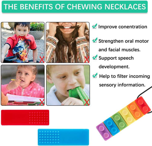 Promax 3 Pack Sensory Chew Necklaces for Kids Toddlers with Autism ADHD,Biting Needs,Oral Motor Chewy Stick,Silicone