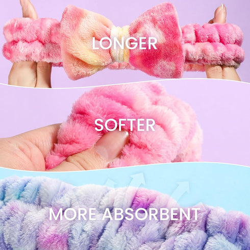 YGDZ Spa Headband, Fluffy Bow Skincare Headband for Washing Face, Makeup Head Band Set for Women Girls