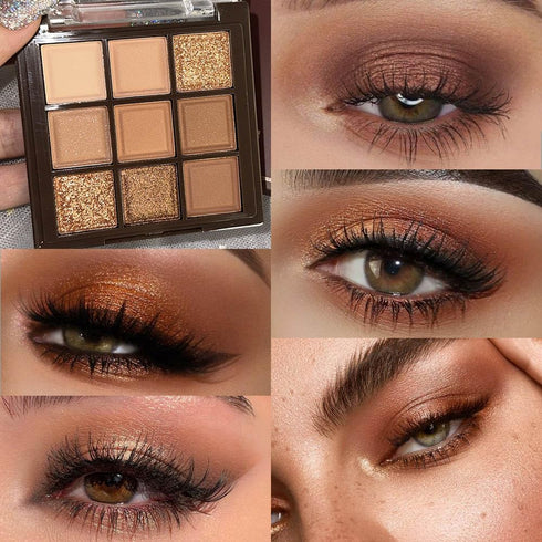 Neutral Nude Brown Eye Shadow Palette, Rose Gold Dark Brown Bronze Naked Cream Eyeshadow, Highly Pigmented Natural