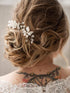 Unicra Bridal Flower Hair Pins, Wedding Pearl Hair Piece Crystal Accessories for Women and Girls (Pack of 3) (A-Silver)