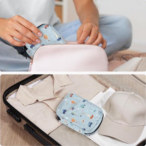 Skerhhux 7 Beautiful Cartoon Car Pill Case Travel Pill Organizer Weekly Day Portable with Zipper Medicine Box Pill Case