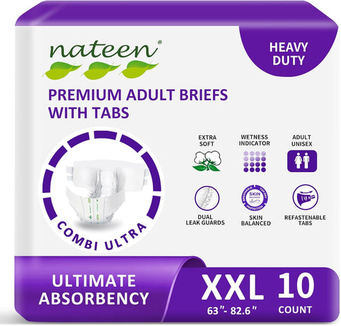Nateen Combi Ultra Adult Diapers with Tabs for Men & Women, Ultimate