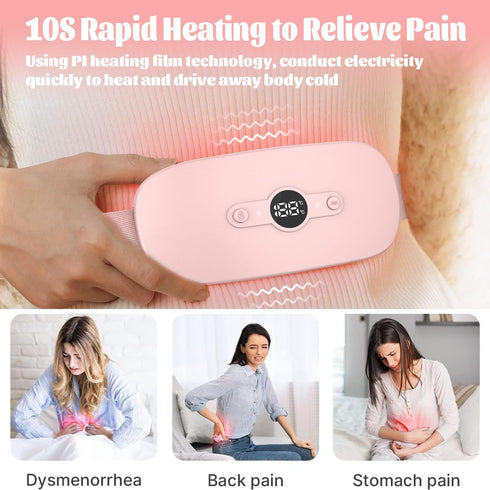 Heating Pad for Period Cramps Portable Menstrual Cordless Electric Heated Pads for Pain Relief with Massager