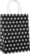 Small Polka Dot Gift Bags, Black Kraft Paper Bags with Handles for Party Favors, 12 PCS