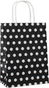 Small Polka Dot Gift Bags, Black Kraft Paper Bags with Handles for Party Favors, 12 PCS