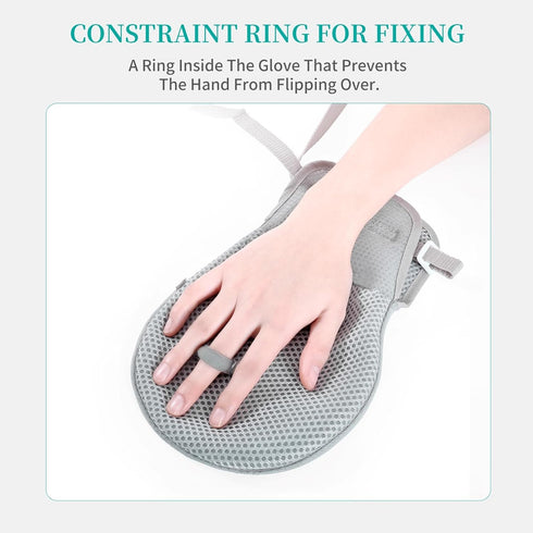 Medical Restraint Gloves - 2Pcs Hand Protective Gloves for Dementia Patients, Elderly, Autistic Child, Gray