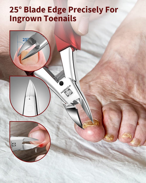 Toenail Clippers for Thick Nails, Podiatrist Nail Clippers with Surgical Stainless Steel Sharp Curved Blades, Professional Thick or Ingrown Toe Nail Clippers for Seniors, Men and Women