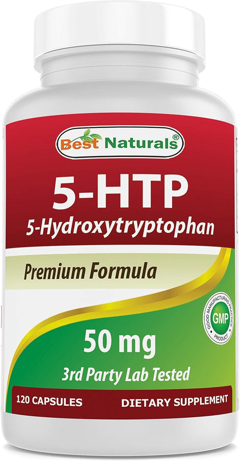 Best Naturals 5-HTP 50 mg Capsules, 120 Count, Supports Relaxation & Restful Sleep