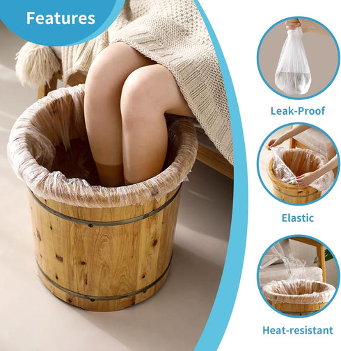 RAQEHO 100PCS Pedicure Liners Disposable - Plastic Footsie Footbath Foot Soak Bath Spa Pedicure Bowl Liners Disposable