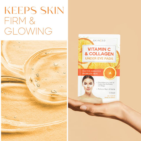 Vitamin C and Collagen Under Eye Patches, Anti-aging & Firming Pads for Dark Circles, 5 Pairs