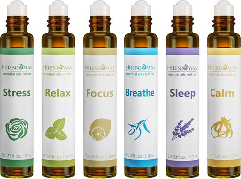 Aromatherapy Essential Oils Roll On Set, Natural Pre-diluted Blend Oils for Skin