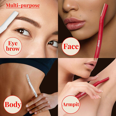 Kiss New York Eyebrow Razor Trimmer, Facial Hair Shaper Remover, 5 Count Exfoliating Dermaplaning Tools