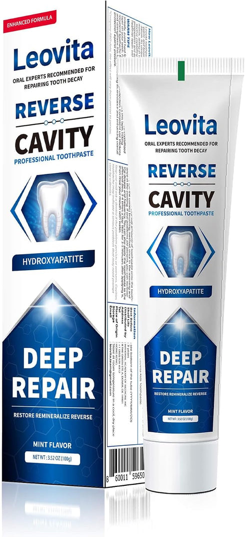 Leovita Cavity Reversing Toothpaste for Adult, Hydroxyapatite as Remineralizing Filler, SLS and Fluoride