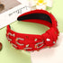 Kentucky Derby Headband for Women, Beaded Horseshoe Rhinestone Crystal Hairband, Red Top Knot Hair Accessories