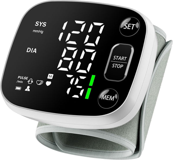 Oklar Blood Pressure Monitor - Rechargeable Wrist Digital BP Machine with LED Display, Voice Broadcast, 240 Memory