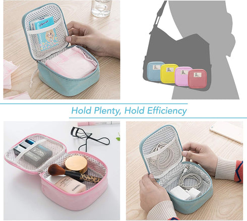 4pcs Cute Small Travel Sanitary Holder Girls Waterproof Cosmetic Jewelry Bags Lipsticks Electronics Makeup Organizers for Women, Multicolor