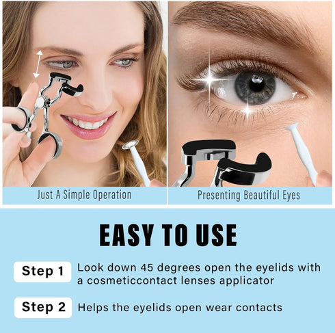 RQUXMT Contact Lens Applicator Tool - Easy Lens Helper for Beginners, Long Nails, Travel & Daily UseBlack