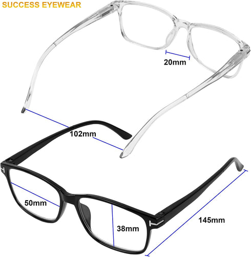Success Eyewear Computer Glasses - 2 Pack Anti Glare Reflection Classic Reading Glasses for Men and Women