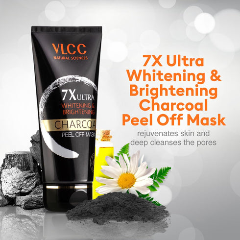 VLCC 7X Ultra Whitening & Brightening Charcoal Peel Off Mask, 100gm
