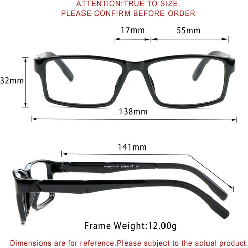 LifeArt Blue Light Blocking Glasses, Anti Eyestrain, Computer Reading Glasses for Women and Men, Anti UV, Anti Glare