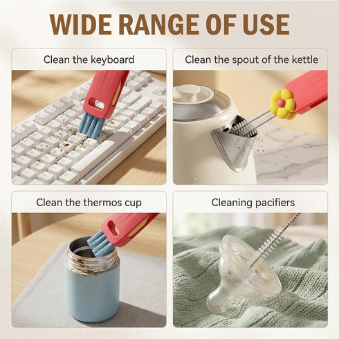 Onionfier 3-in-1 (3pcs Cup Lid Cleaning Brush, Multifunctional Water Bottle Brush Cleaner, Cup Lid Cleaning Tools
