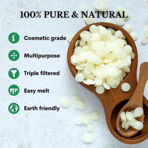 White Beeswax Pellets 8 oz, Pure Natural Cosmetic Grade Bees Wax Pastilles, Great for DIY Lip Balms, Lotions