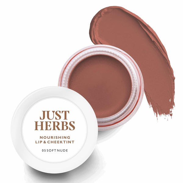 Just Herbs Organic Creamy Matte 3 in 1 Lip & Cheek Tint for Women - SLS, Chemical & Paraben Free - 0.14 fl. oz. (Soft