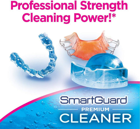 Premium Cleaner Crystals & Cleaning Case - 110 Cleanings - Removes Stain, Plaque, & Bad Odor from Clear Braces,
