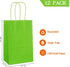 AZOWA Medium Gift Bags Light Green Kraft Paper Bags with Handles, 12 CT (7.5 x 3.9 x 9.8 in)