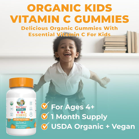MaryRuth Organics Kids Vitamin C Gummies - Supplement for Immune Support & Overall Health - Vegan, Non-GMO, 60 Servings