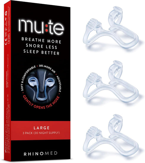 Mute Nasal Dilator Snoring Solution, Large 3 Pack, Comfortable Breathing Aids for Better Sleep