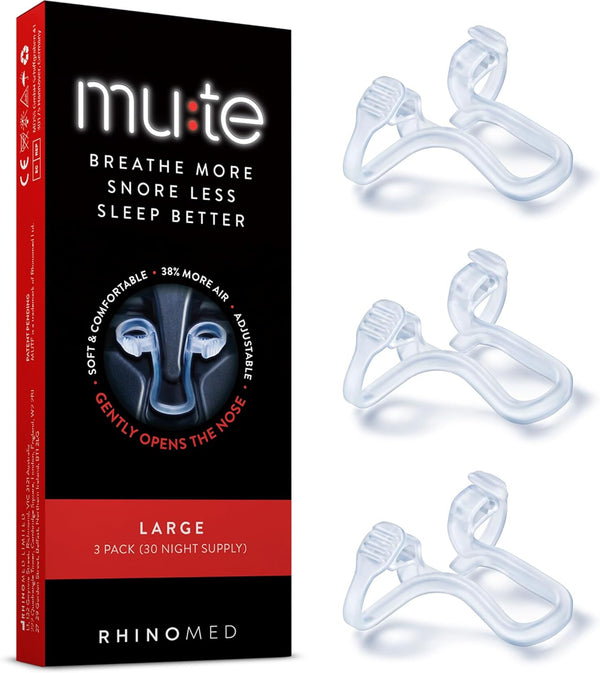 Mute Nasal Dilator Snoring Solution, Large 3 Pack, Comfortable Breathing Aids for Better Sleep