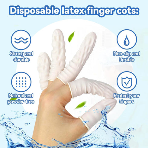 280PCS Small Finger Cots - Disposable Finger Gloves Rubber Protectors for Beauty Nail Art Tattoo Industrial (White)