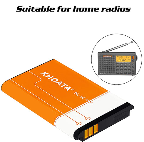 BL-5C Battery 3.7V 1500mAh Rechargeable Battery, Large Capacity for Home Radio (2 Pieces)