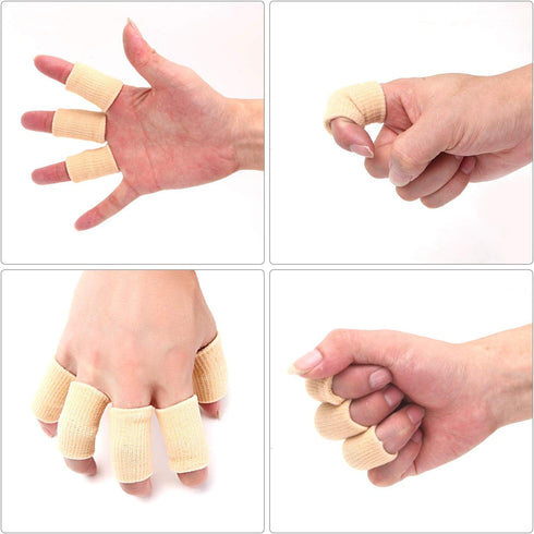 20 Pieces Elastic Finger Compression Sleeves for Arthritis Pain Relief, Trigger Finger, Sport (Beige Thumb Splint Brace)