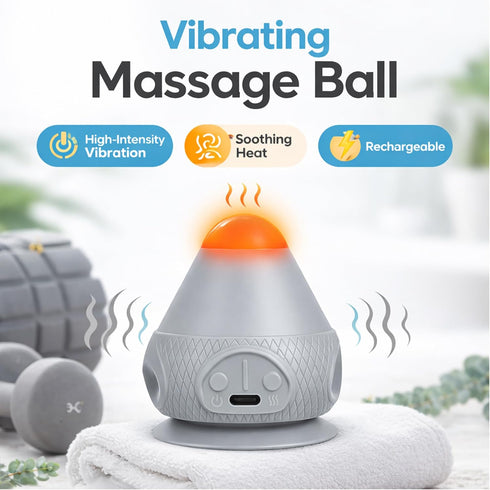 HZC Portable Heated Vibrating Massage Ball Trigger Point Relaxation Device with Suction Base for Neck, Back, Legs