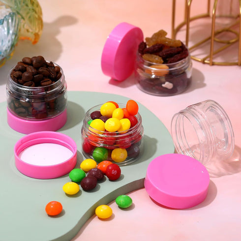 Patelai 4 Pieces Round Clear Plastic Container Jars - Leak Proof with Lids for Travel Storage of Makeup, Beauty