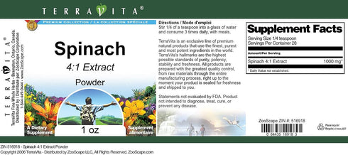 Terravita 4:1 (1 oz, 516918) Spinach Extract Powder ZIN: