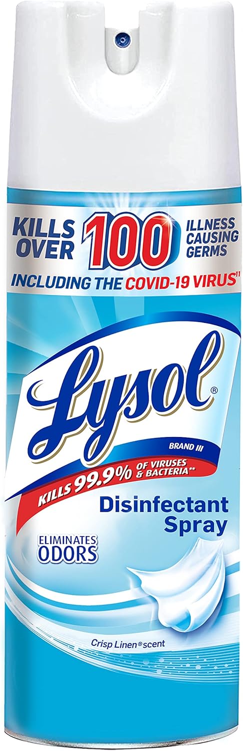 Lysol Disinfectant Spray, 12.5 fl oz, Crisp Linen, Antibacterial and Sanitizing Spray, 1 Count for Deodorizing