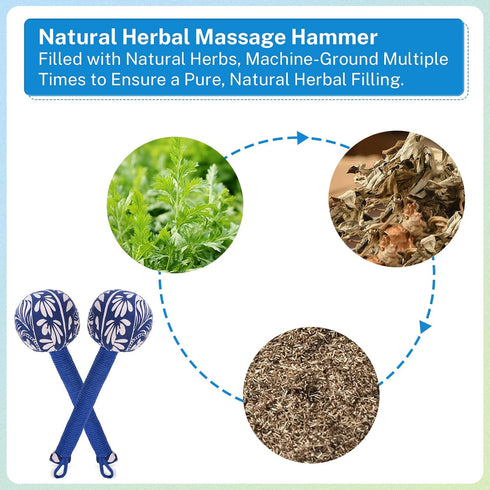 Hammer, Hammer, 26cm-Blue lefeke Manual Massage Mugwort Massage Handheld Body Percussion Tool for Back Neck Shoulder