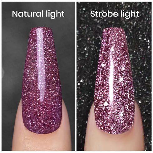 Reflective Glitter Gel Nail Polish, Diamond Violet Nail Polish, Sparkly Shiny Gel Varnish for Nail DIY at Home