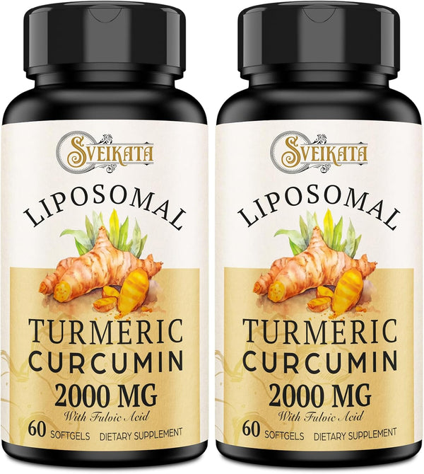 Liposomal Turmeric Curcumin Supplement - 60 Softgels - 2000mg, 95% Curcuminoid Extract with Piperine, Non-GMO