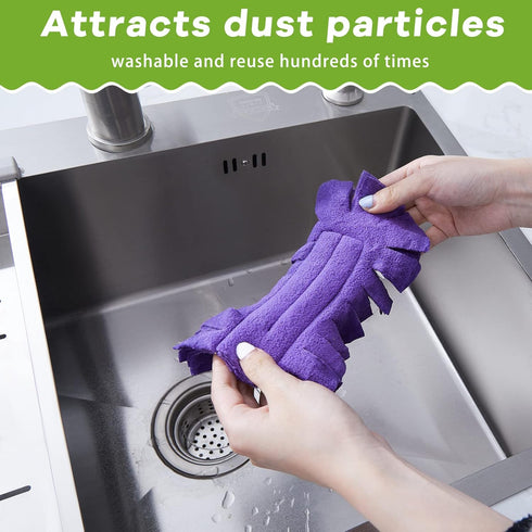 Zubebe 12 Pcs Duster Refill Fleece Pads, Reusable Cleaning Duster for Ceiling Fan Hardwoods Window Kitchen Floor