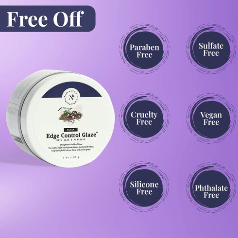 NaturAll 2 Oz Black Smoothing Edge Control Glaze | Medium Hold Moisturizing Styler Hair Curl Cream for Defined Curls