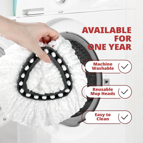 Mop Replacement Head, 3 Pack Spin Mop Replacement Head, Easy Cleaning, Microfiber, Machine Washable